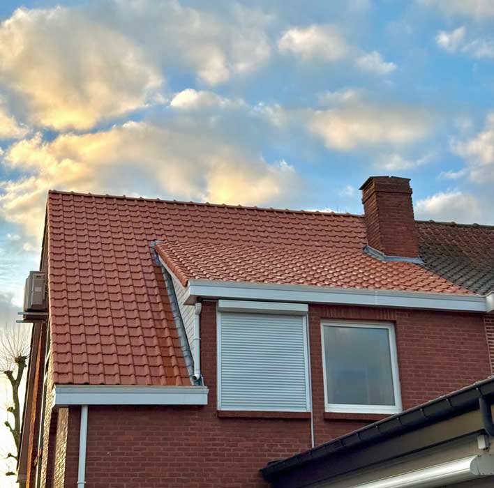reiniging dak met rode dakpannen